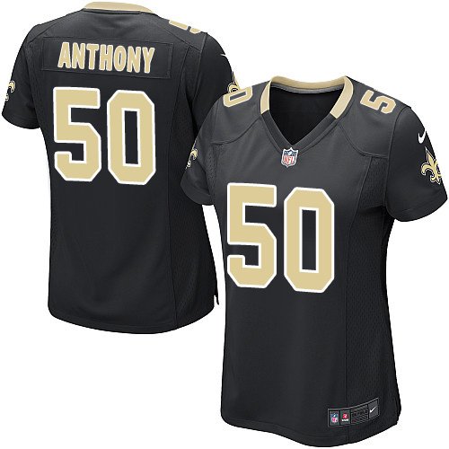 Women's Game Stephone Anthony Nike Jersey Black Home - #50 NFL New Orleans Saints